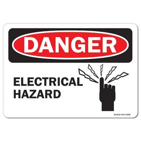 Signmission Safety Sign, OSHA Danger, 3.5" Height, 5" Width, Electrical Hazard, Landscape, D-35-L-19340 OS-DS-D-35-L-19340